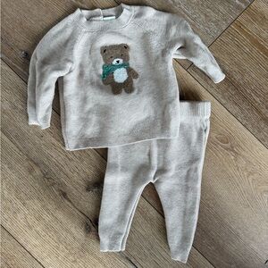 ❤️Little Me Cream Bear Knit Outfit